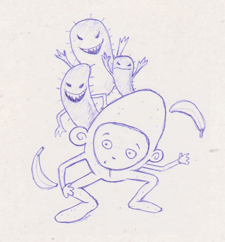 Monkey Boy and the Tummy Bugs illustration